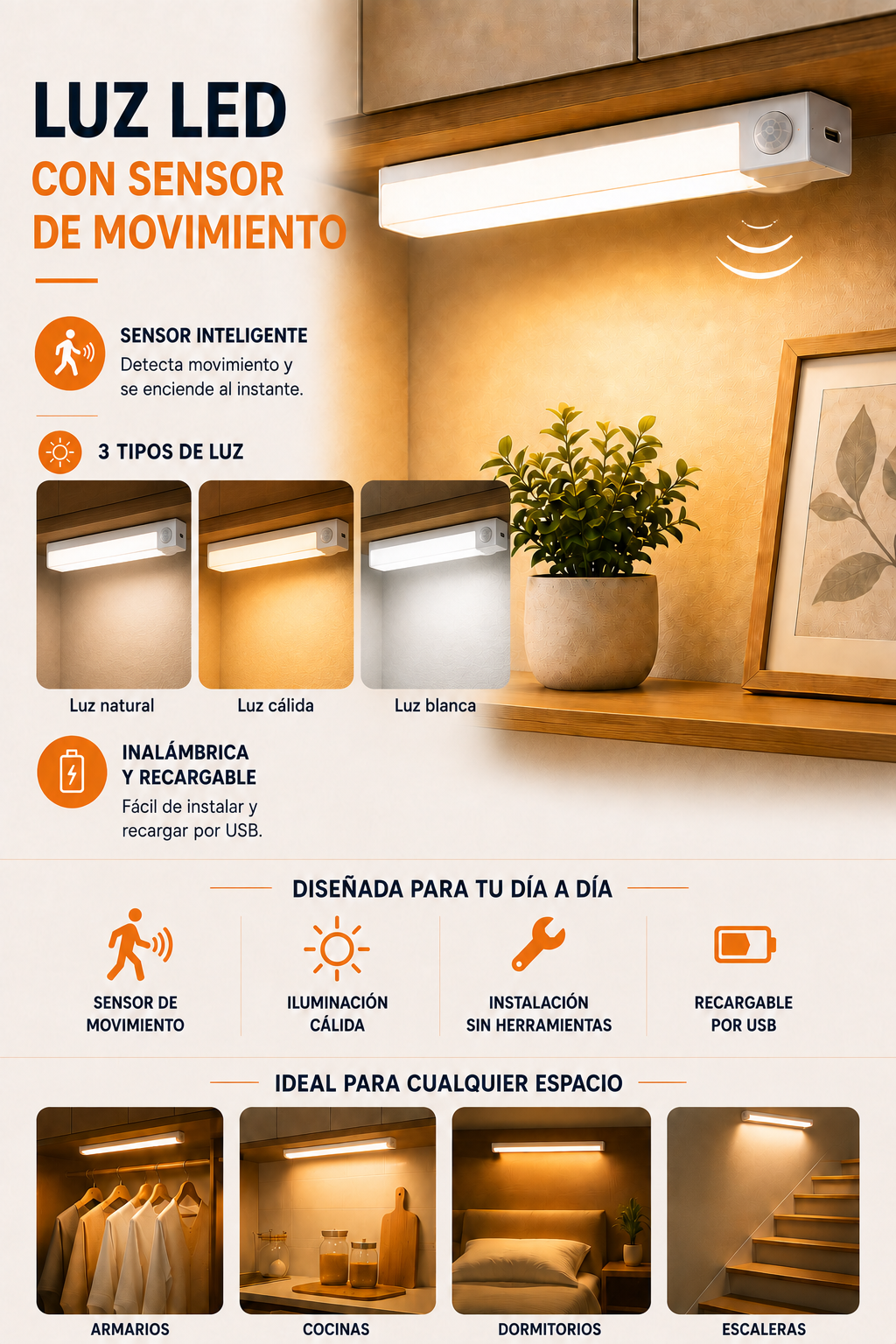 Luz LED con Sensor de Movimiento